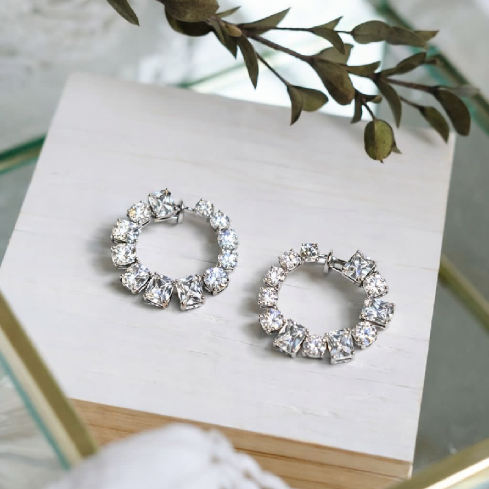 Brilliant CZ Halo Hoop Earrings – Noore by Neetu Kaushal ✨