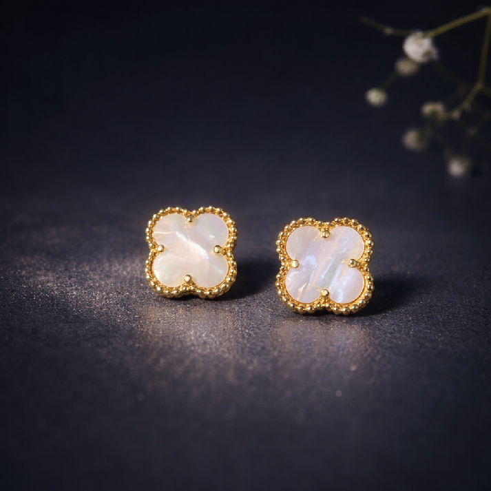 Mother of Pearl Clover Stud Earrings