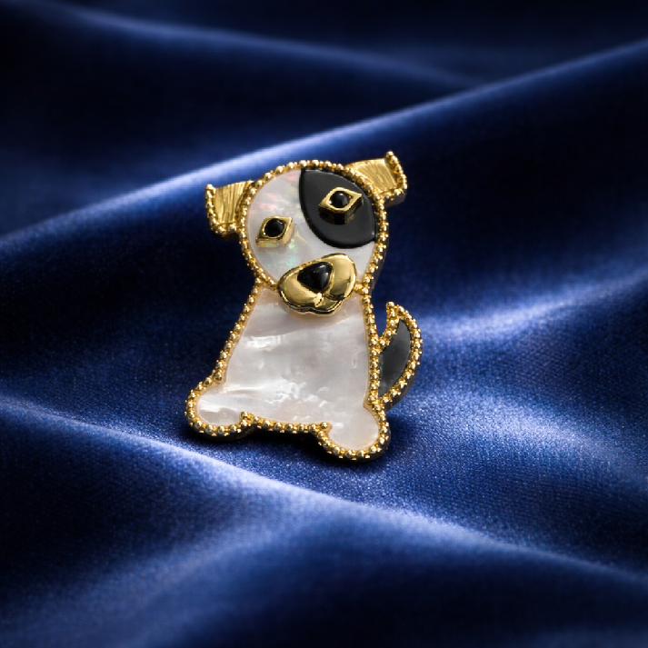 Enamel Puppy Charm Brooch