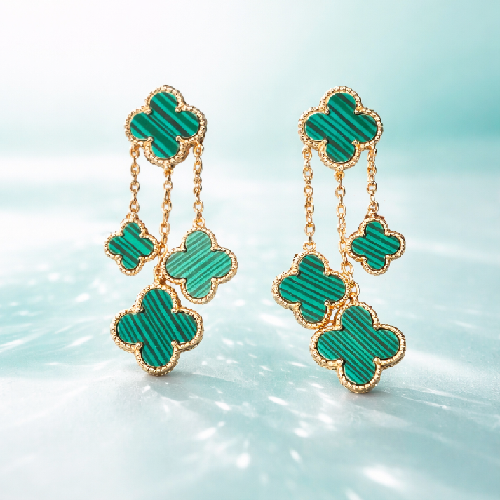 Emerald Clover Cascade Earrings