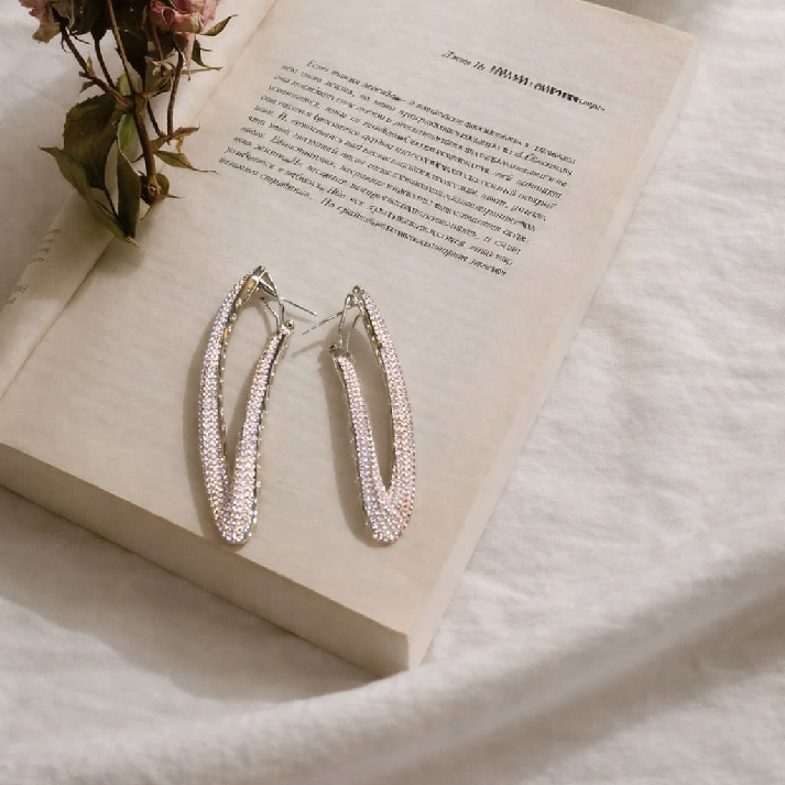 Radiant CZ Oval Hoop Earrings – Noore by Neetu Kaushal ✨