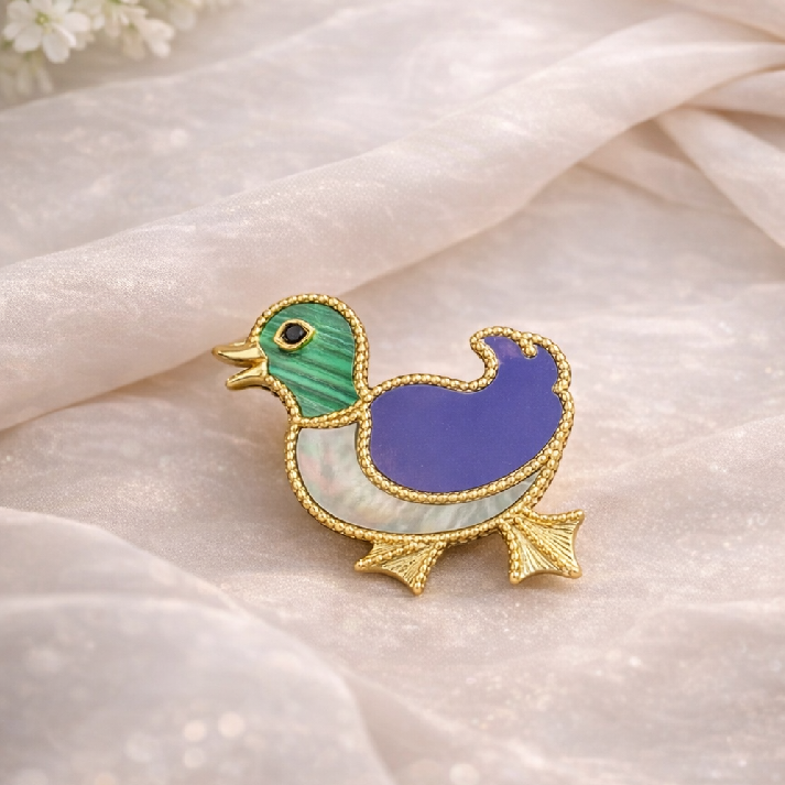 Playful Duck Enamel Brooch