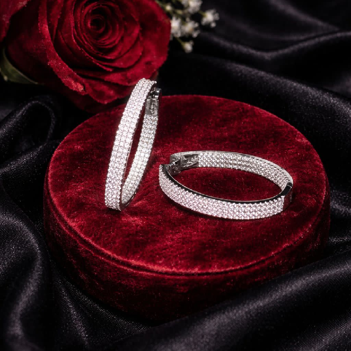 Sparkling Crystal Hoop Earrings – Available in Gold & Silver Colour