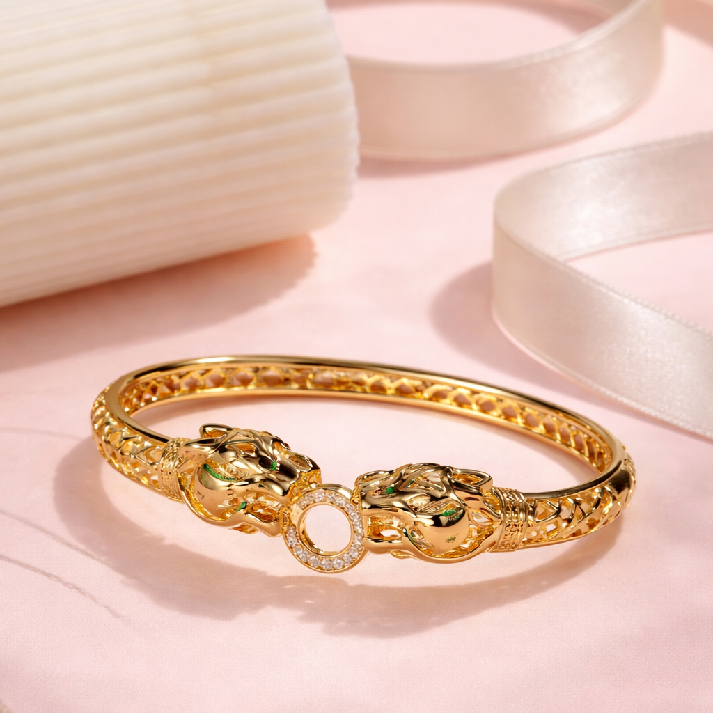 Luxury Twin Panther Gold-Plated Girls Bracelet