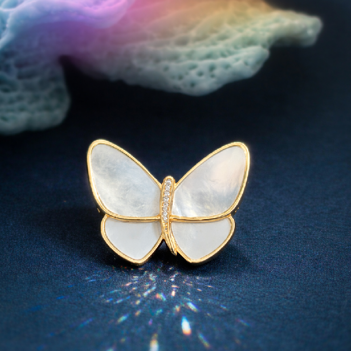 Elegant Butterfly Pearl Brooch