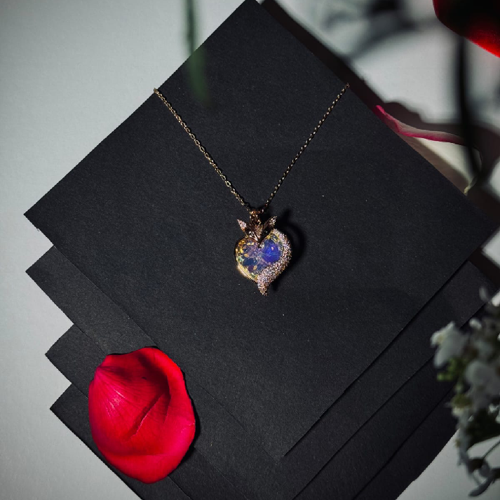 Royal Crystal Heart Pendant & Drop Earrings Combo