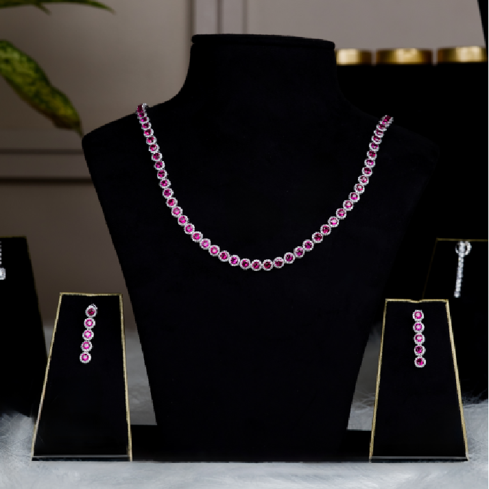 Classic Ruby-Red & Diamond-White Crystal Tennis Set