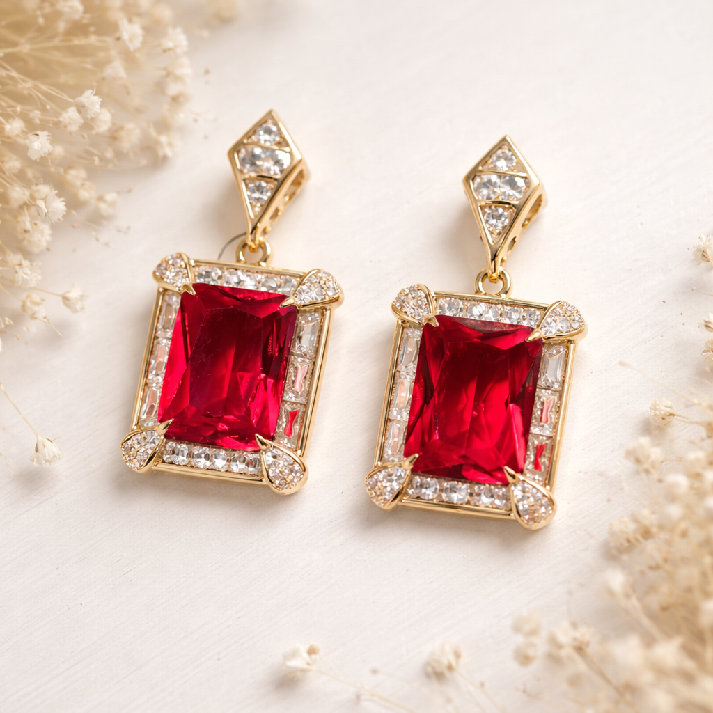 Regal Ruby Statement Earrings