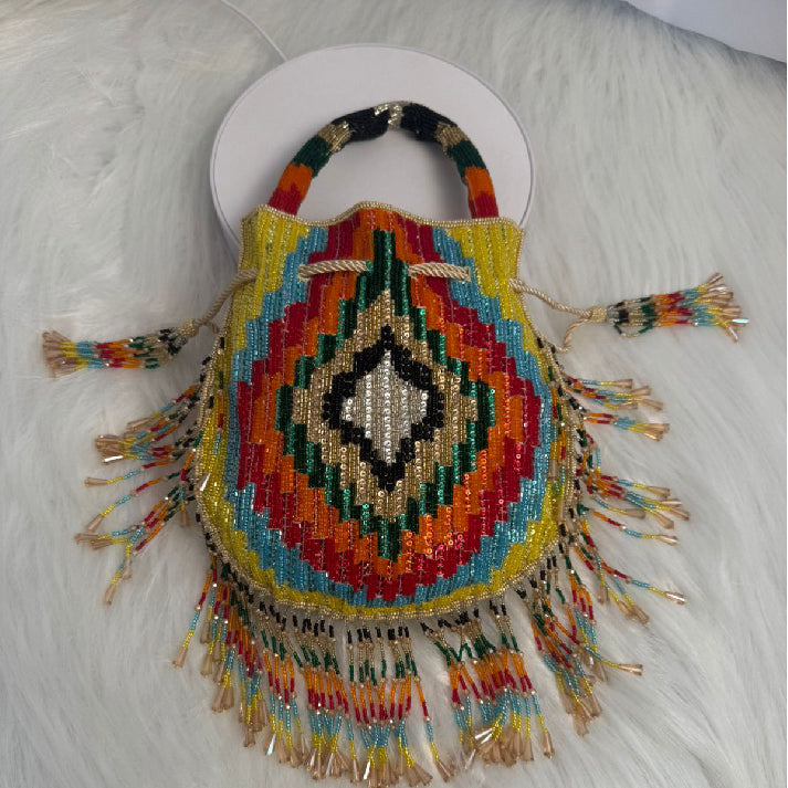 Boho Multicolour Beaded Potli Bag