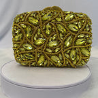 Luxury Lime Crystal Mosaic Clutch | Gold Vine Diamanté Evening Bag