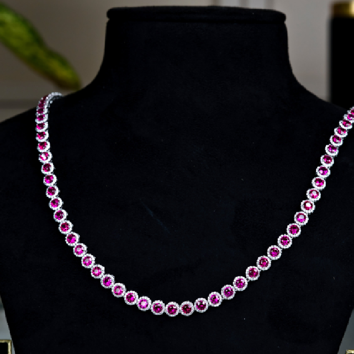 Classic Ruby-Red & Diamond-White Crystal Tennis Set