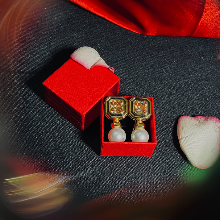 Royal Pearl Hexa Drop Earrings – Emerald Green, Royal Blue, Blush Pink, Champagne Gold & Classic Black
