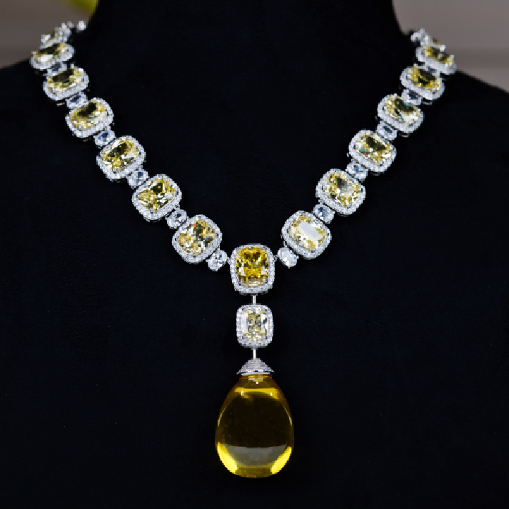 Radiant Canary Yellow & Diamond-White Crystal Drop Set