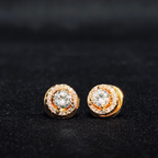Classic Round Halo Stud Earrings – Available in Gold & Silver Colour