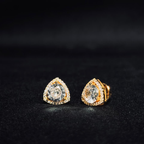 Elegant Triangle Halo Stud Earrings – Available in Gold & Silver Colour