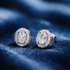 Celestial Halo Diamond Stud Earrings Available in Silver & Gold Colour