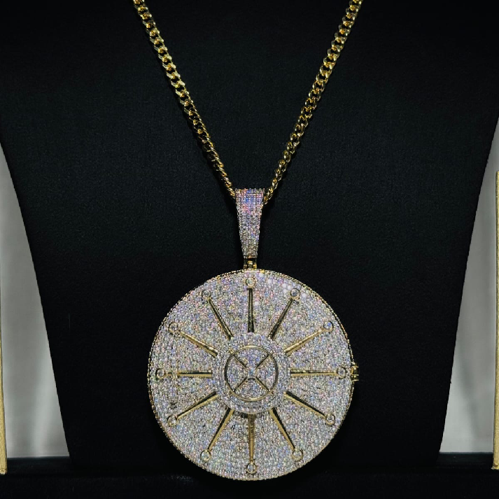 Iced Radiant Sun Medallion Chain for Men