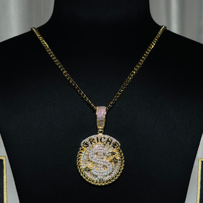 Iced Fortune Wheel Medallion Chain for Men