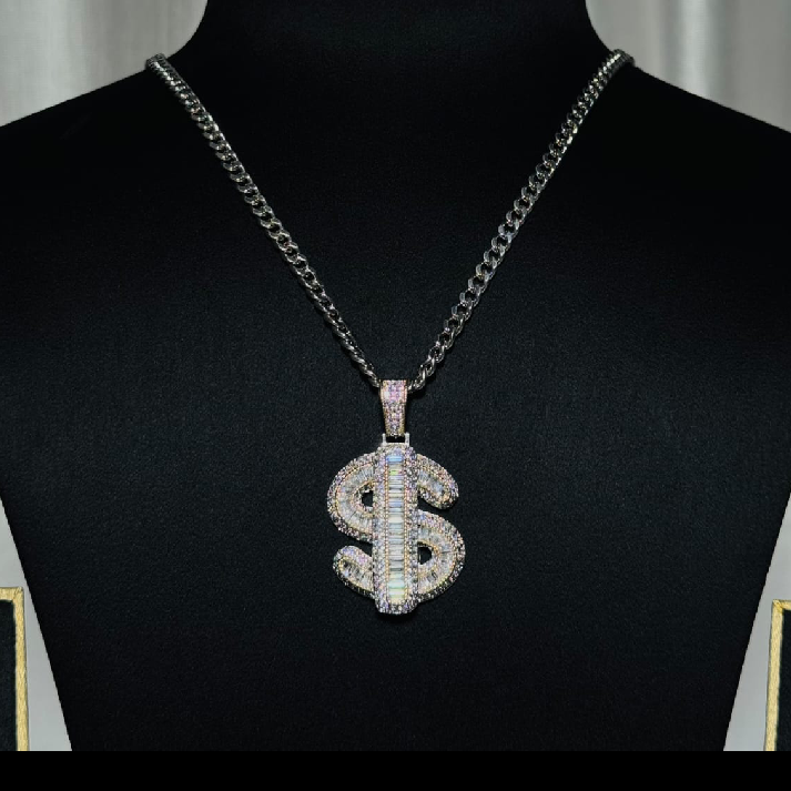 Iced Dollar Sign Statement Chain for Men