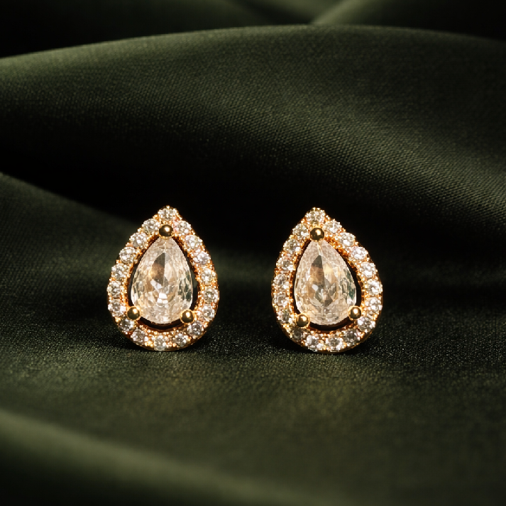 Noore Teardrop Halo Diamond Studs