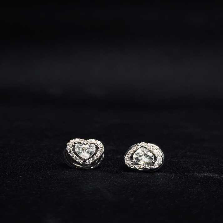 Celeste Heart Halo Stud Earrings – Available in Gold & Silver Colour