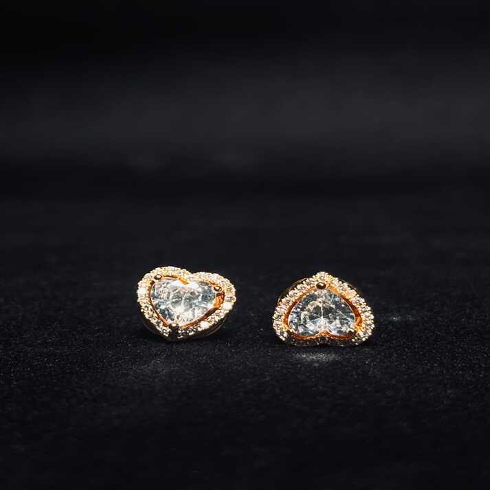 Celeste Heart Halo Stud Earrings – Available in Gold & Silver Colour