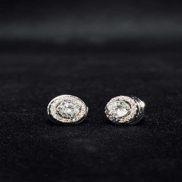 Classic Round Halo Stud Earrings – Available in Gold & Silver Colour