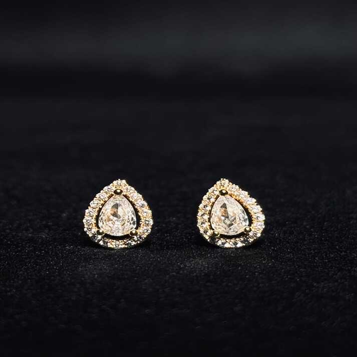 Noore Teardrop Halo Diamond Studs