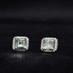 Elegant Square Halo Stud Earrings – Available in Gold & Silver Colour
