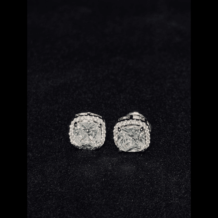 Luxury Square-Cut Crystal Stud Earrings – Available in Gold & Silver Colour