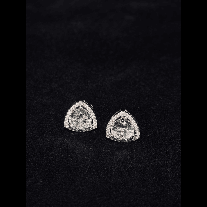 Elegant Triangle Halo Stud Earrings – Available in Gold & Silver Colour