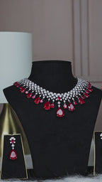 Regal Emerald-Green & Diamond-White Crystal Statement Necklace Set