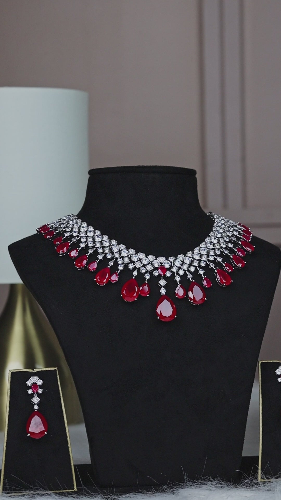 Regal Emerald-Green & Diamond-White Crystal Statement Necklace Set