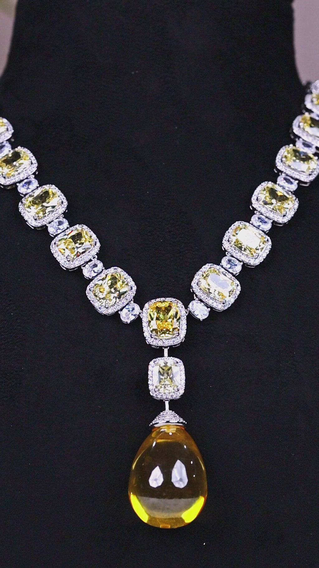 Radiant Canary Yellow & Diamond-White Crystal Drop Set