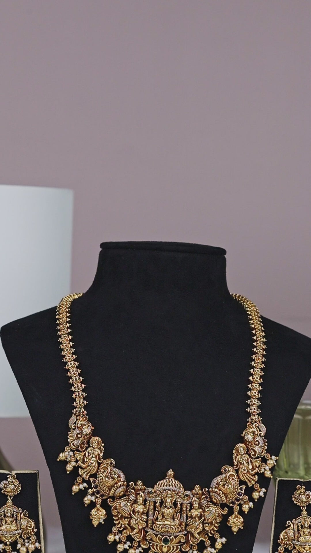 Divine Heritage Antique Gold Temple Necklace with Goddess Motif